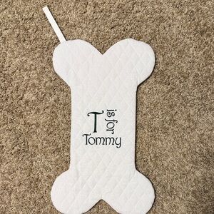 White Quilted Dog Bone Stocking